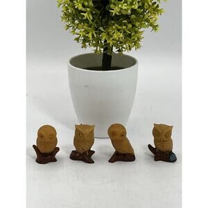 Vintage 1970s Owl Pencil Toppers Set of 4